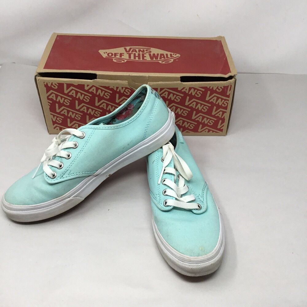 Women's Size 8.5 - VANS Camden Stripe Mint White -Greenish Blue Medium w/Box